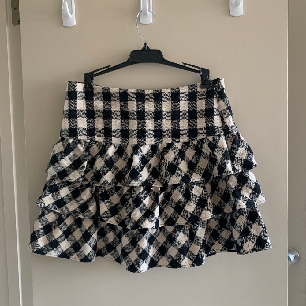 shimmery plaid layered skirt